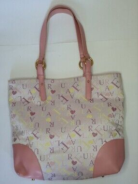 Furla Pink/Cream Monogram Canvas and Leather Tote Bag